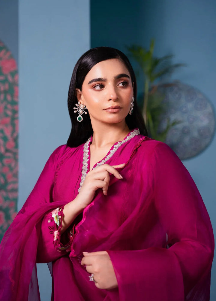 Maroon by Iqra Chaudhry Pret Embroidered Cotton Net 3 Piece Suit Flora