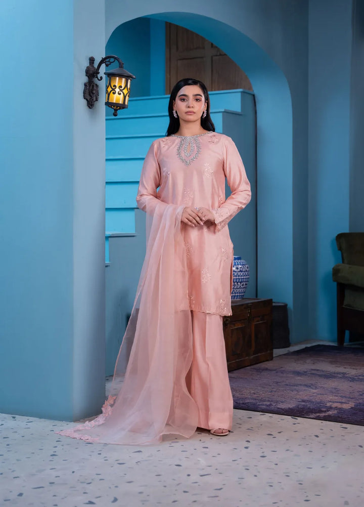 Maroon by Iqra Chaudhry Pret Embroidered Cotton Net 3 Piece Suit Regal Radiance