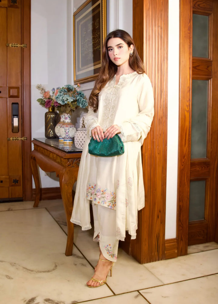 Maroon by Iqra Chaudhry Pret Embroidered Khaadi Net 3 Piece Suit Botanical Canvas