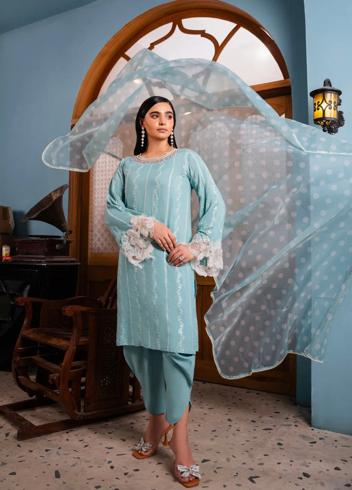 Maroon by Iqra Chaudhry Pret Embroidered Raw Silk 3 Piece Suit Coco