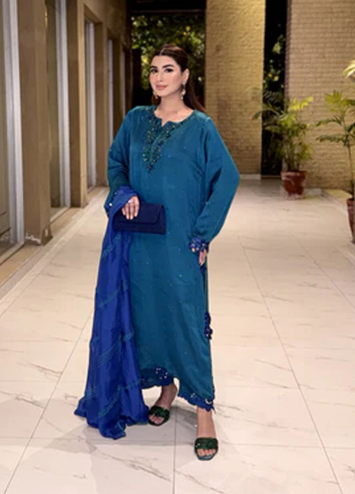 Maroon by Iqra Chaudhry Pret Embroidered Silk 3 Piece Suit Emerald
