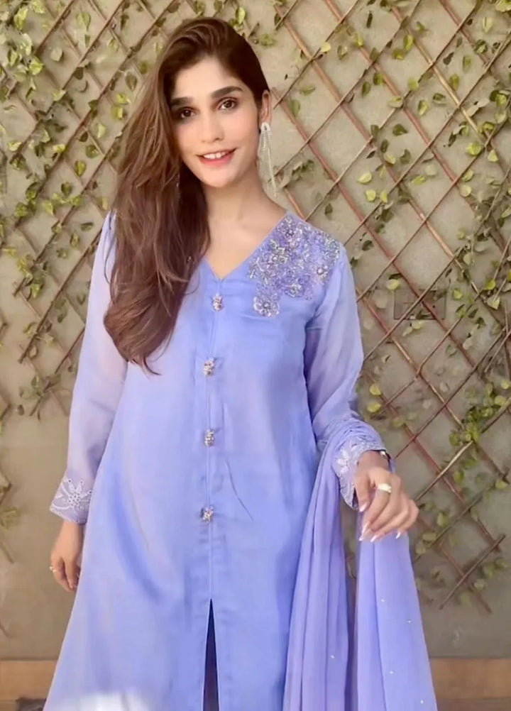 Maroon by Iqra Chaudhry Pret Embroidered Silk 3 Piece Suit Lavender Charm