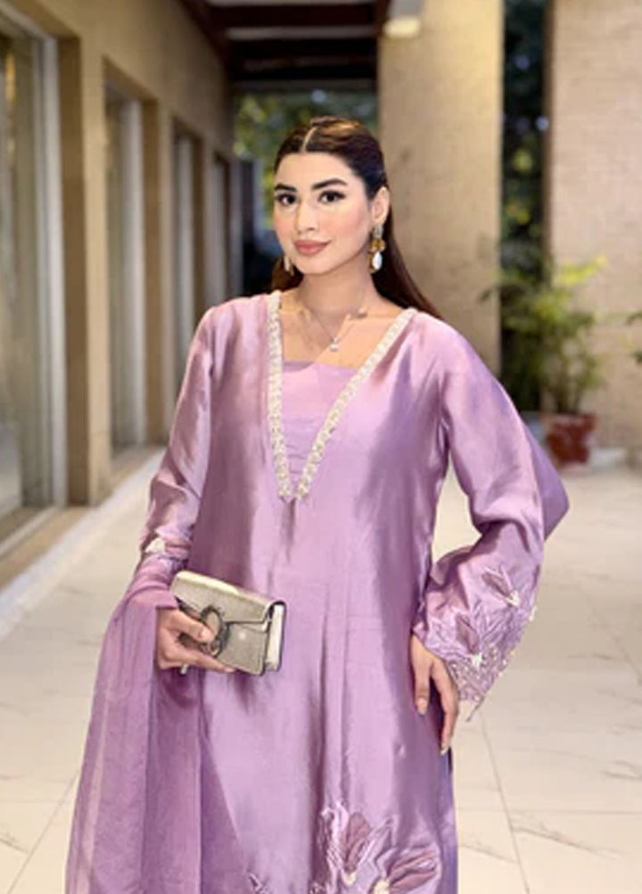 Maroon by Iqra Chaudhry Pret Embroidered Silk 3 Piece Suit Lavender Grace