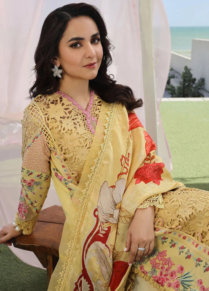 Maryam Hussain Embroidered Lawn Suit Unstitched 3 Piece MH24L D-07 Tropica - Luxury Collection