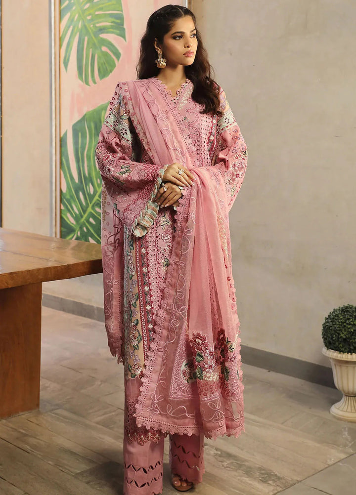 Maryam Hussain Embroidered Lawn Suit Unstitched 3 Piece MH24L D-10 Coral - Luxury Collection