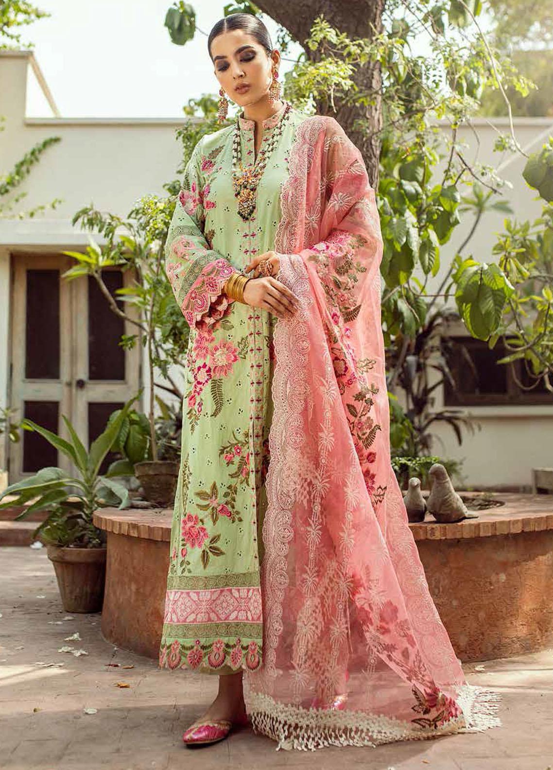 Maryam Hussain Embroidered Lawn Suit Unstitched 3 Piece MH24L D-02 Ayra - Luxury Collection