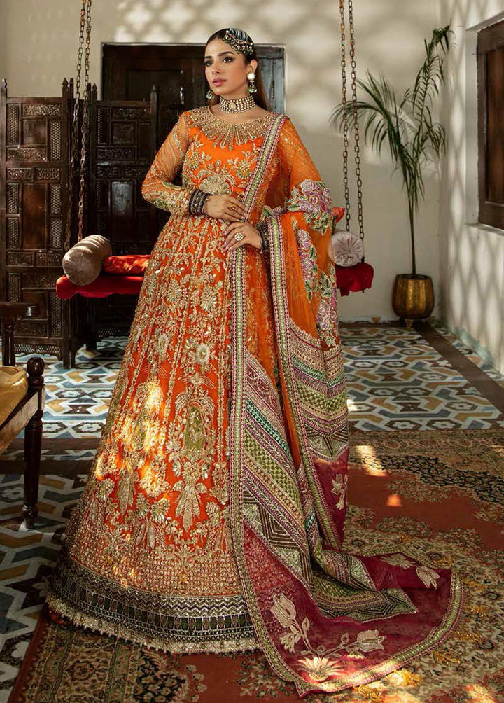 Gulaab By Maryam Hussain Embroidered Net Suits Unstitched 3 Piece MH22G KESAR - Wedding Collection