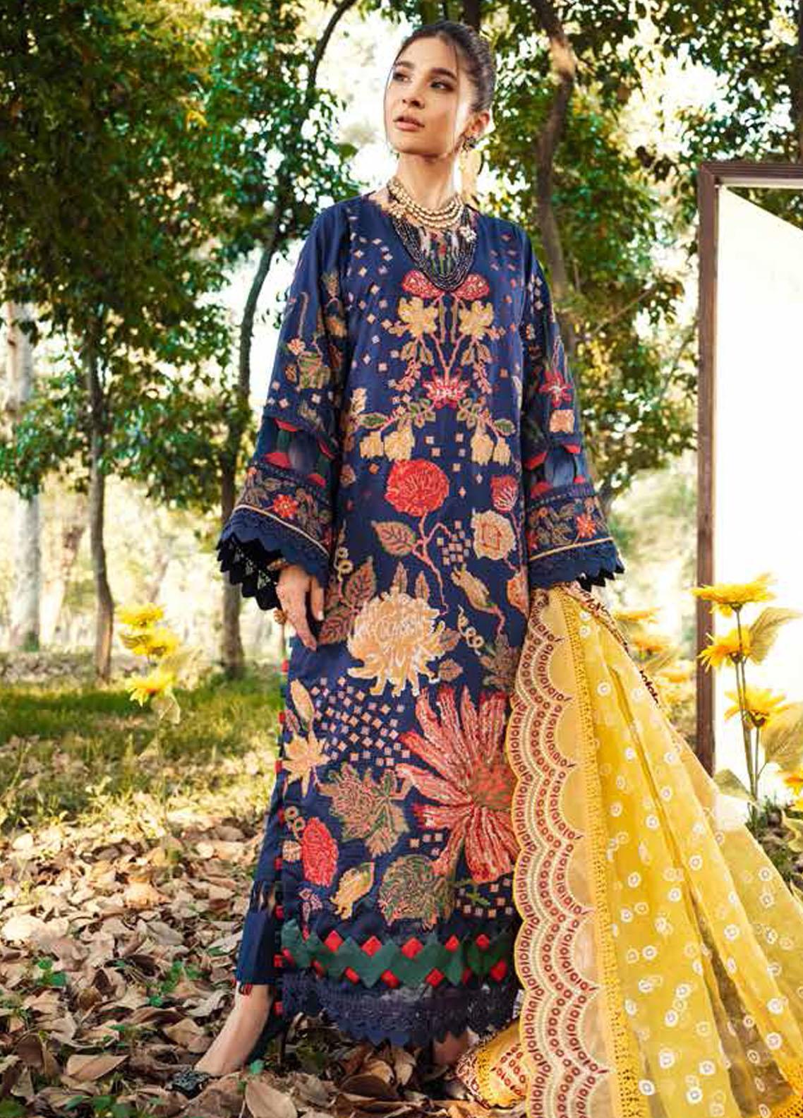 Nisa Hussain Embroidered Lawn Suits Unstitched 3 Piece NSH21L 04 RUBELLITE - Luxury Collection