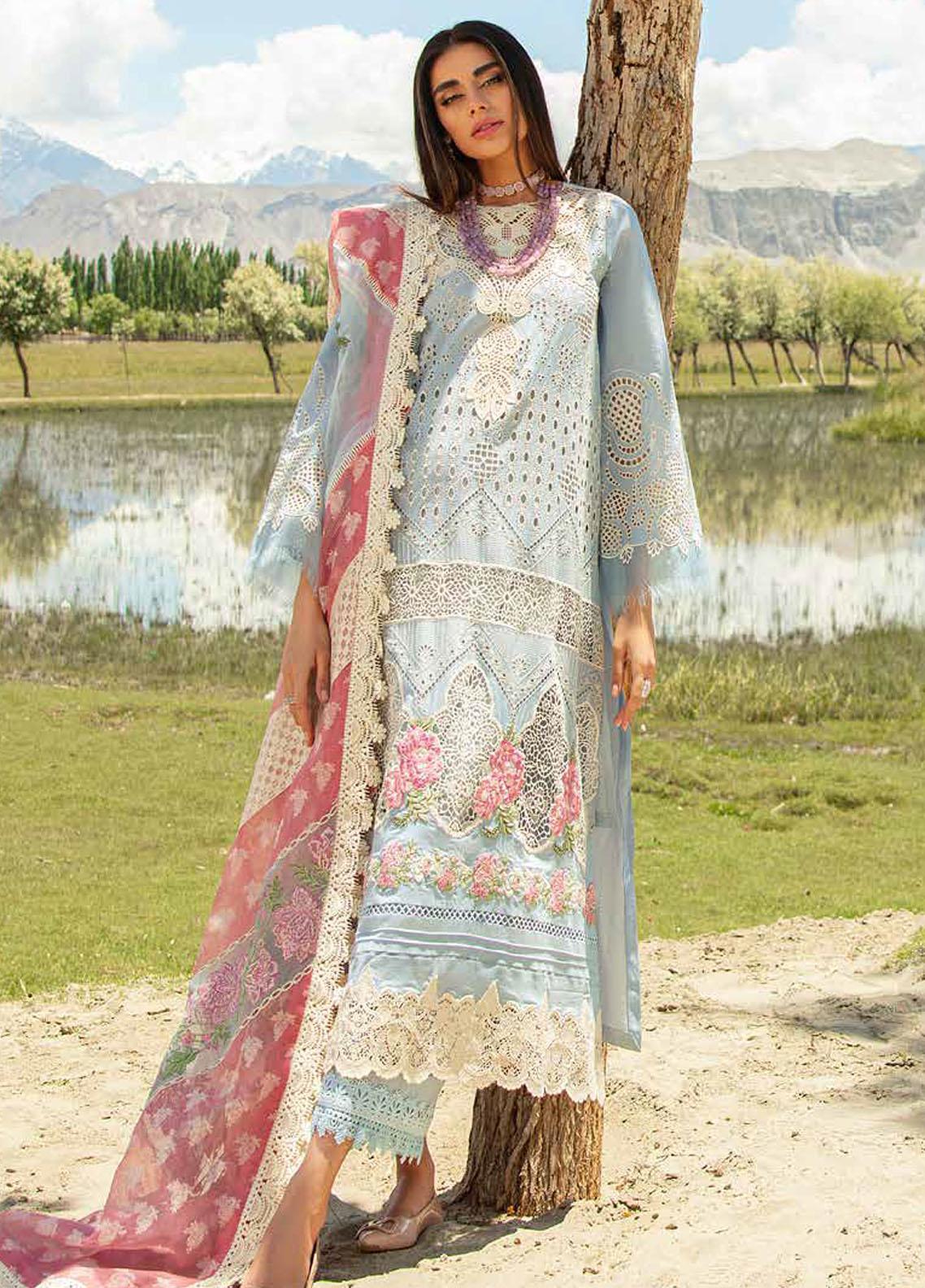 Maryam Hussain Embroidered Lawn Suit Unstitched 3 Piece MH24L D-10 Coral - Luxury Collection