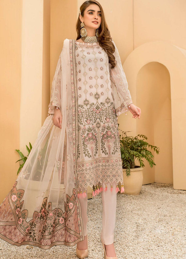 Maryam's Embroidered Organza Suits Unstitched 3 Piece MRM21E-8 EM-08 - Luxury Collection