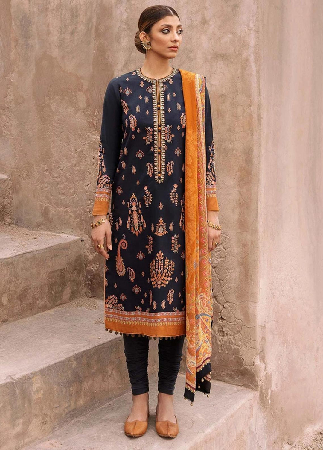 Mashriki Embroidered Lawn Suits Unstitched 3 Piece MSH21L 01B - Summer Collection