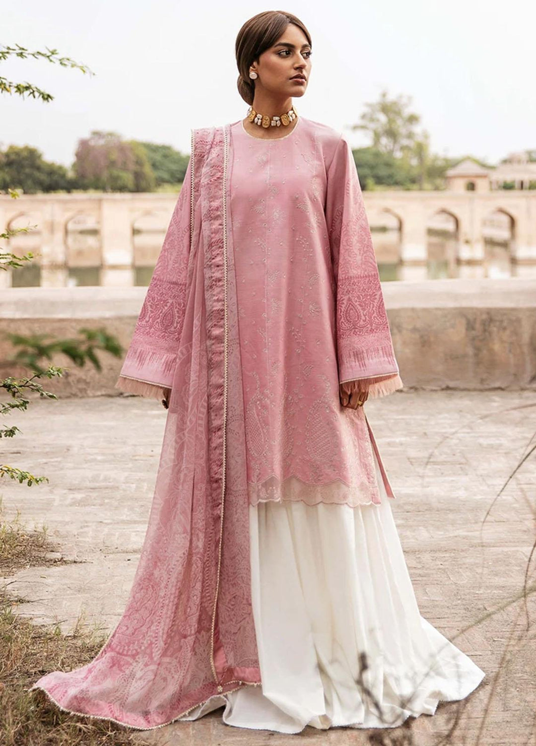 Mashriki Embroidered Lawn Suits Unstitched 3 Piece MSH21L 03B - Summer Collection