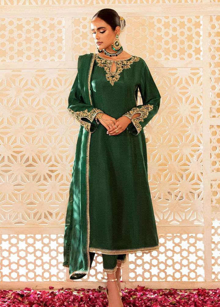 AJR Couture - Abbas Jamil Rajpoot Pret Embroidered Raw silk 3 Piece Suit Maya