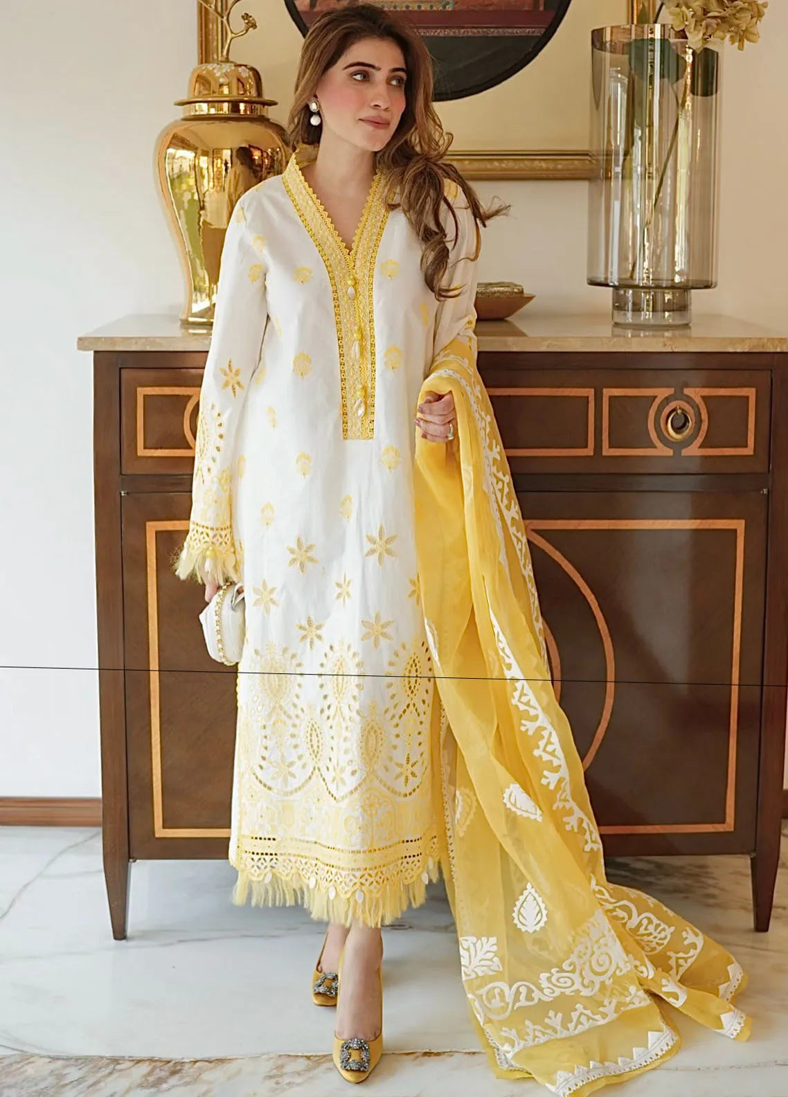 French Garden By Faixa Faixal Embroidered Lawn Suits Unstitched 3 Piece FFX23FG Emerald Dream - Eid Collection