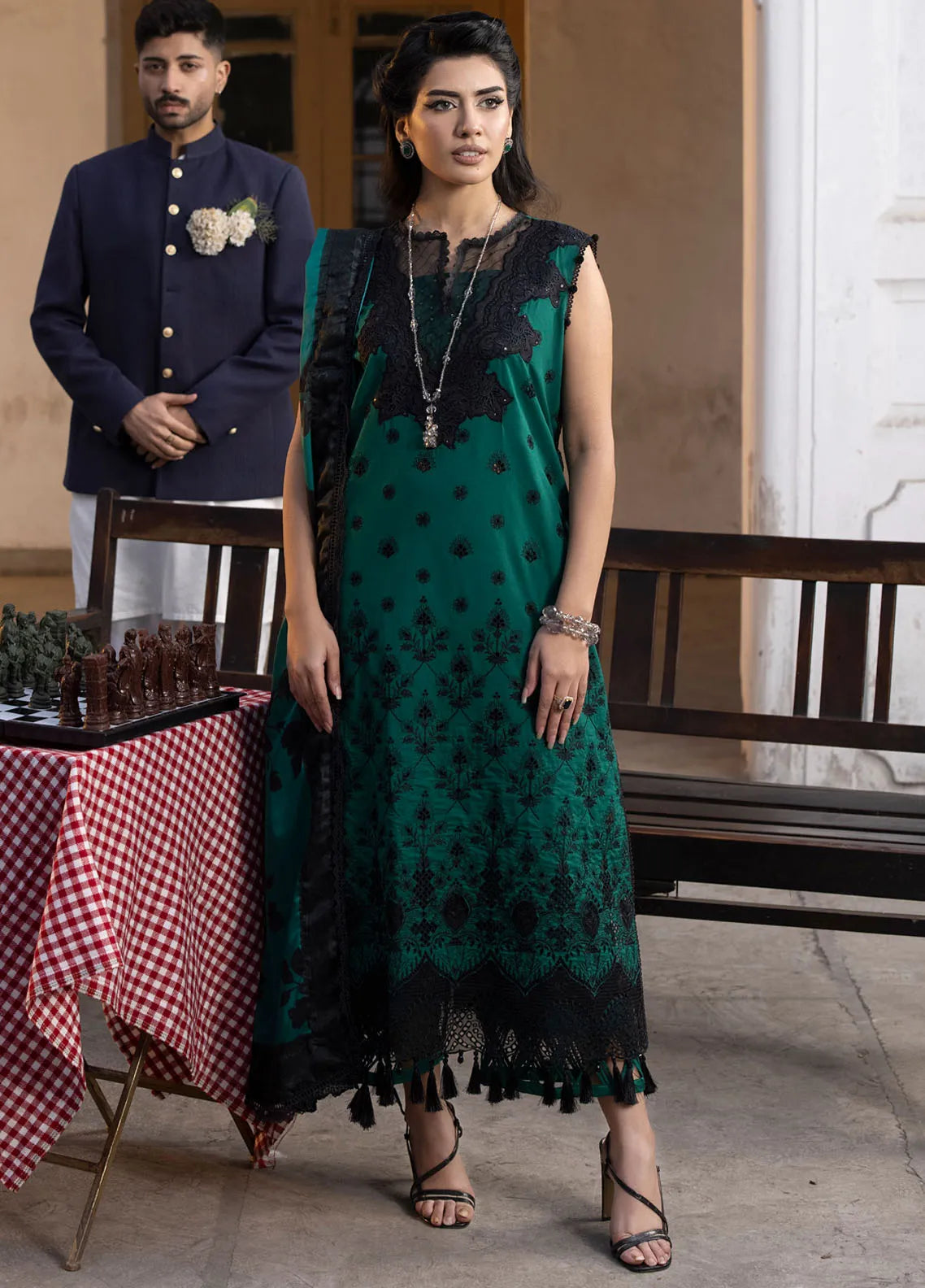 French Garden By Faixa Faixal Embroidered Lawn Suits Unstitched 3 Piece FFX23FG Rosy Bloom - Eid Collection