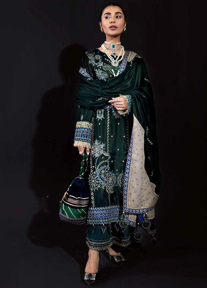 Maya by Nureh Embroidered Velvet Suits Unstitched 3 Piece NU22MV NV-20 Gul - Luxury Collection