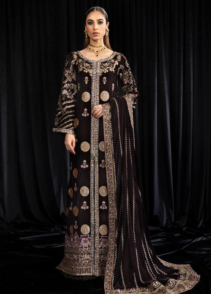 Maya By Nureh Embroidered Velvet Suits Unstitched 3 Piece NU23MYV NS-103 Moore - Winter Collection