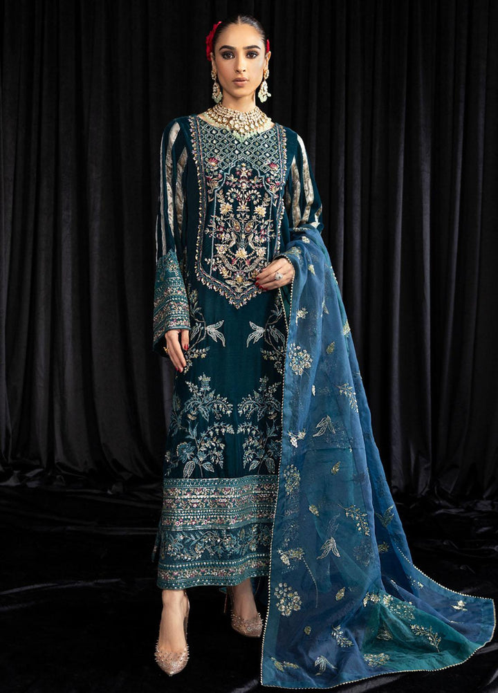 Maya By Nureh Embroidered Velvet Suits Unstitched 3 Piece NU23MYV NS-107 Lehar - Winter Collection