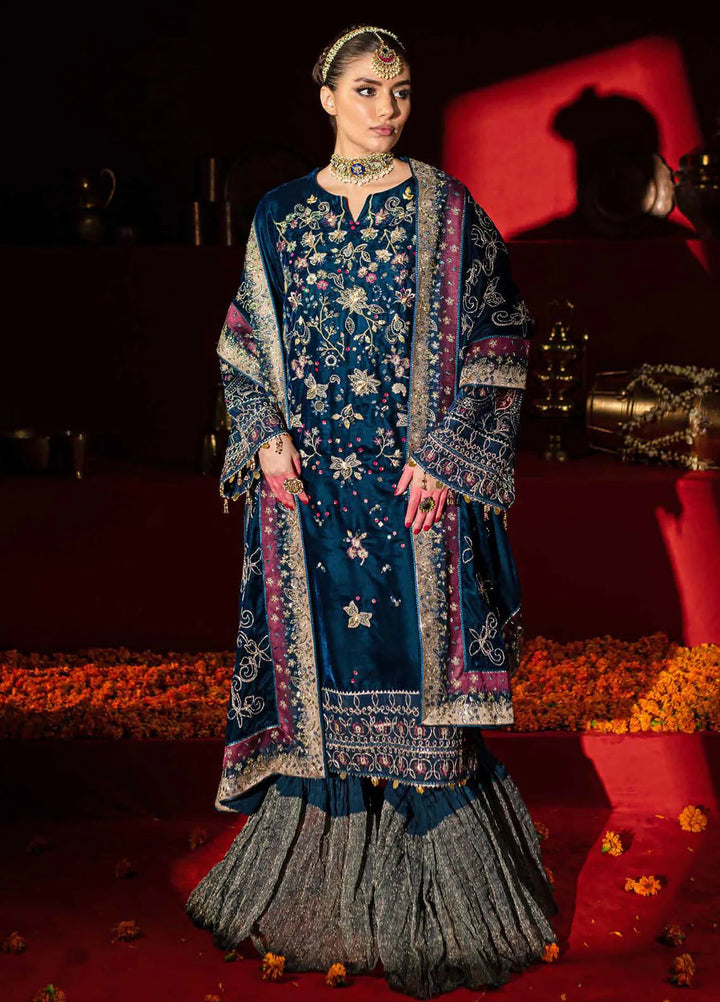 Maya By Nureh Embroidered Velvet Suit Unstitched 3 Piece NU24MV NW-90 - Luxury Collection