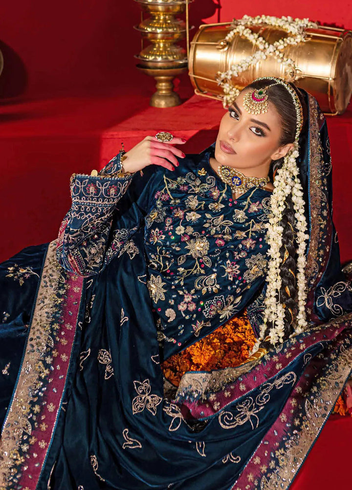 Maya By Nureh Embroidered Velvet Suit Unstitched 3 Piece NU24MV NW-90 - Luxury Collection