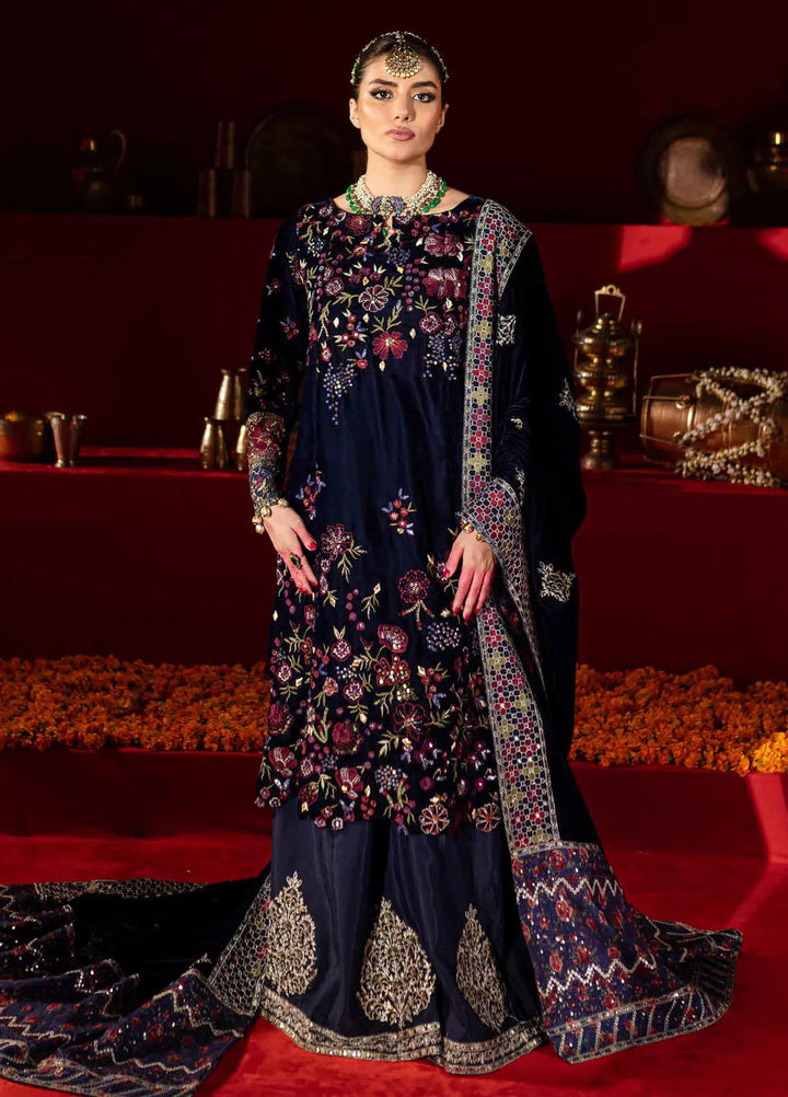 Maya By Nureh Embroidered Velvet Suit Unstitched 3 Piece NU24MV NW-93 - Luxury Collection