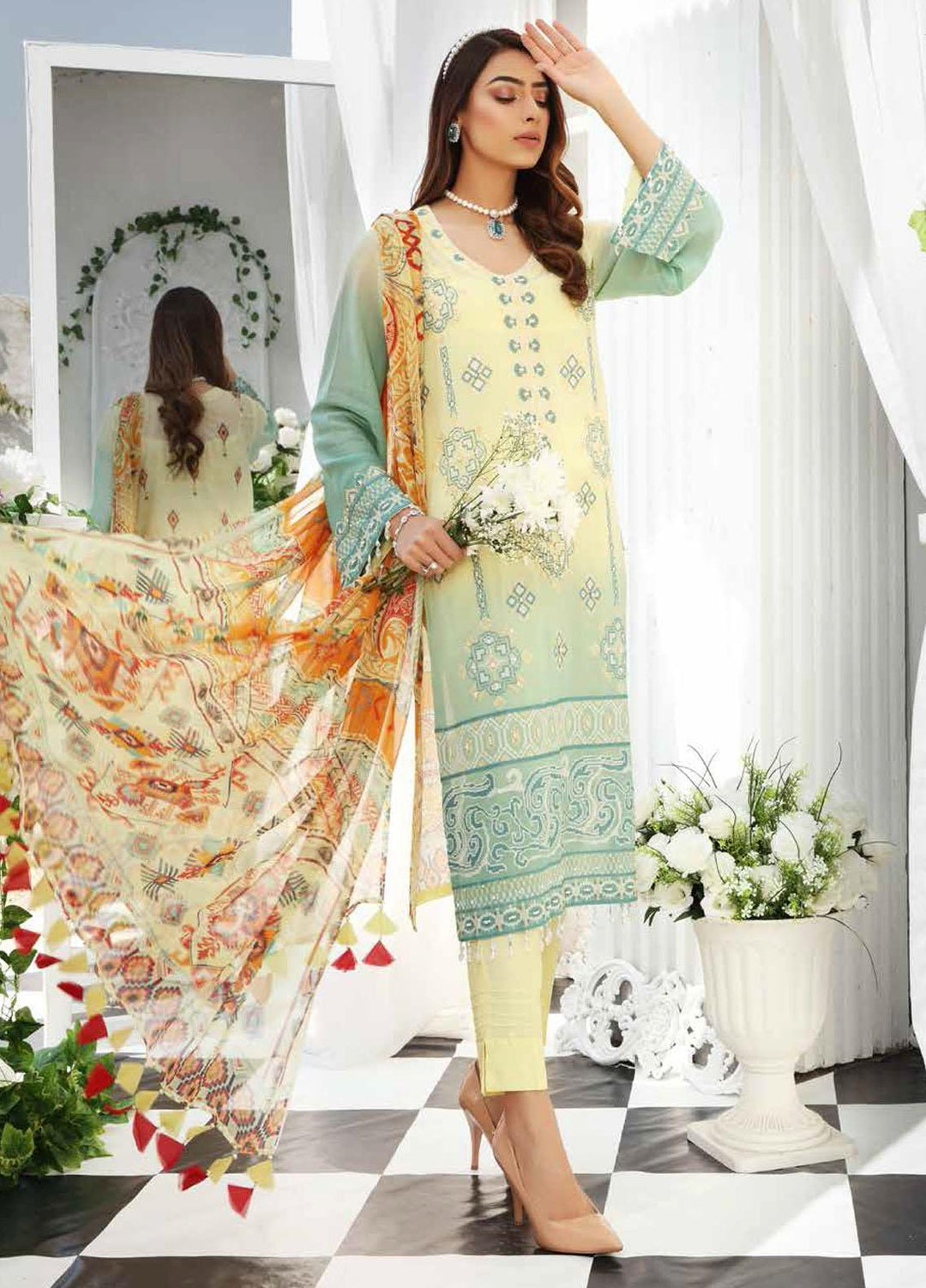 Maya by Nureh Embroidered Lawn Unstitched 3 Piece Suit NU21M 08 Fading Flower - Summer Collection