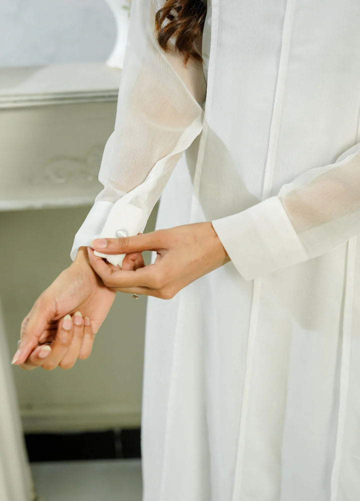 Mebae Apparels Pret Plain Chiffon 1 Piece Pearl Whisper Frock