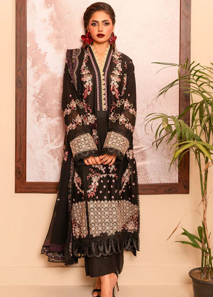 Meerak Pret Embroidered Cotton 3 Piece Suit Castor