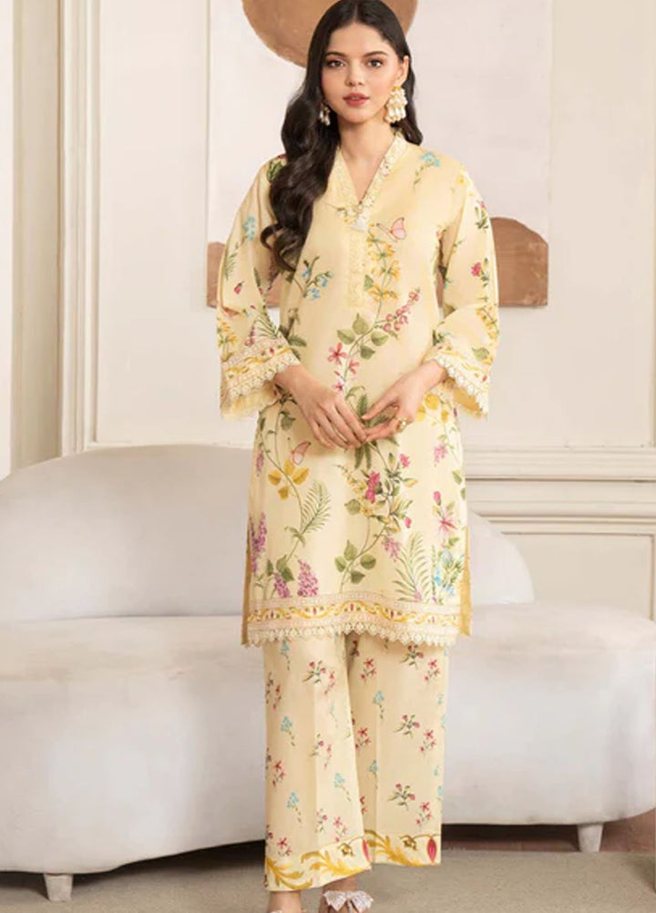 Meerak Pret Printed Lawn 2 Piece Suit Marigold