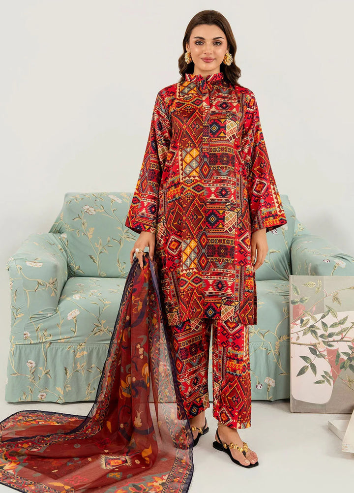Meerak Pret Printed Silk 3 Piece Suit Garnisse