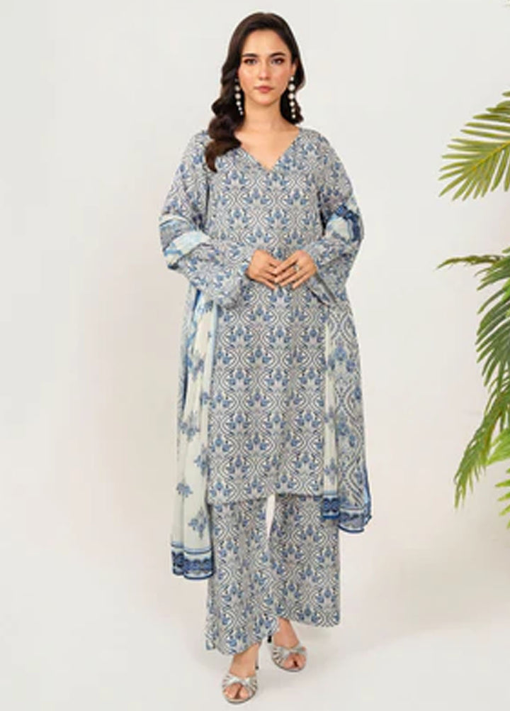 Meerak Pret Printed Silk 3 Piece Suit Halviera