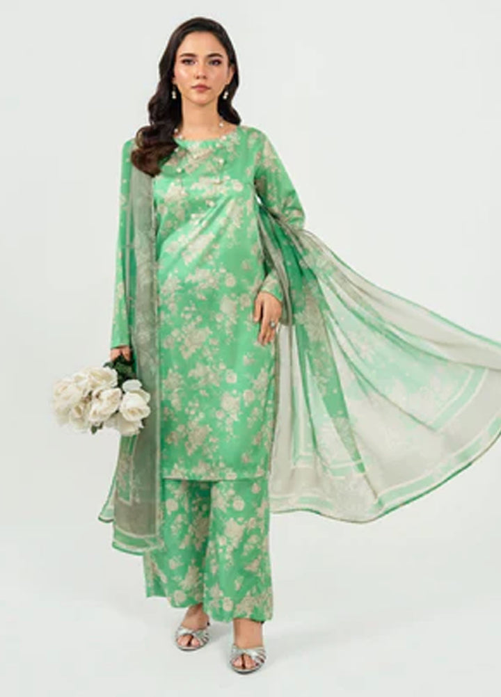 Meerak Pret Printed Silk 3 Piece Suit Parvaya