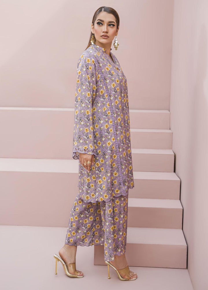 Meerak Pret Printed Raw Silk 2 Piece Suit Lilac