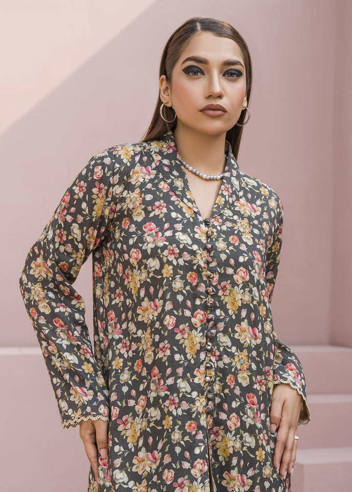 Meerak Pret Printed Raw Silk 2 Piece Suit Lilies