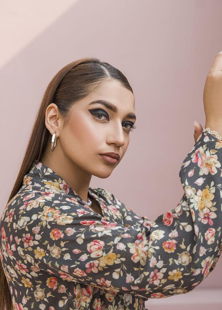 Meerak Pret Printed Raw Silk 2 Piece Suit Lilies