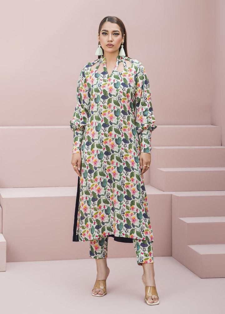 Meerak Pret Printed Raw Silk 2 Piece Suit Nocturna