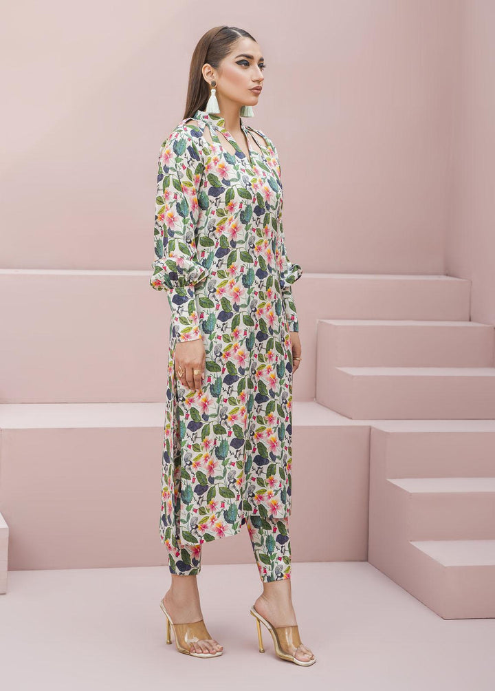 Meerak Pret Printed Raw Silk 2 Piece Suit Nocturna