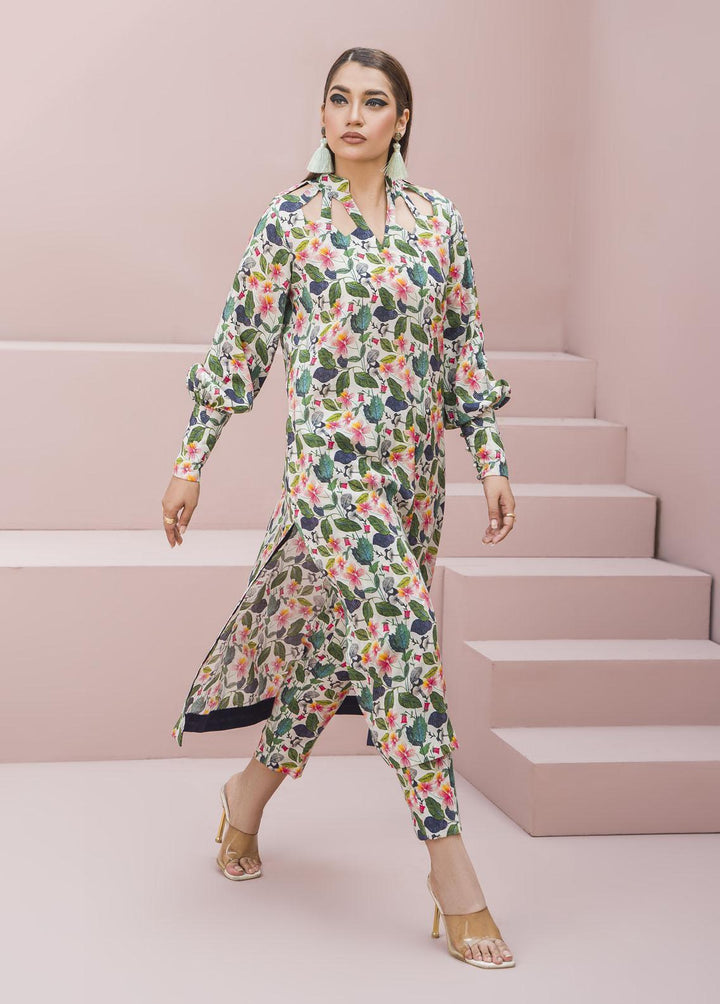 Meerak Pret Printed Raw Silk 2 Piece Suit Nocturna