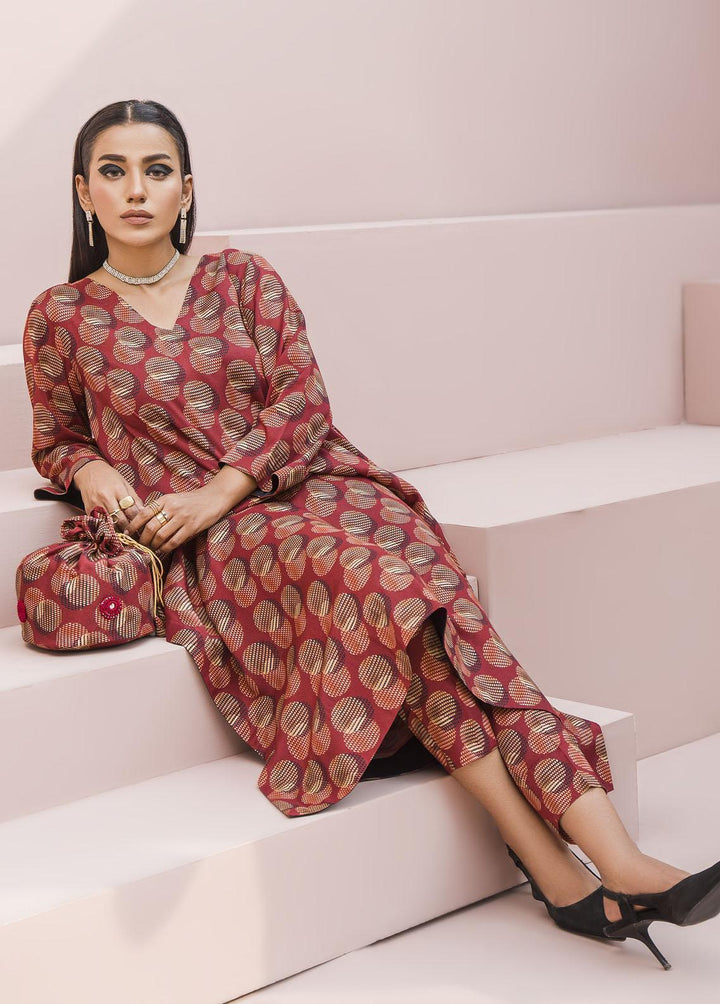 Meerak Pret Printed Raw Silk 2 Piece Suit Passion