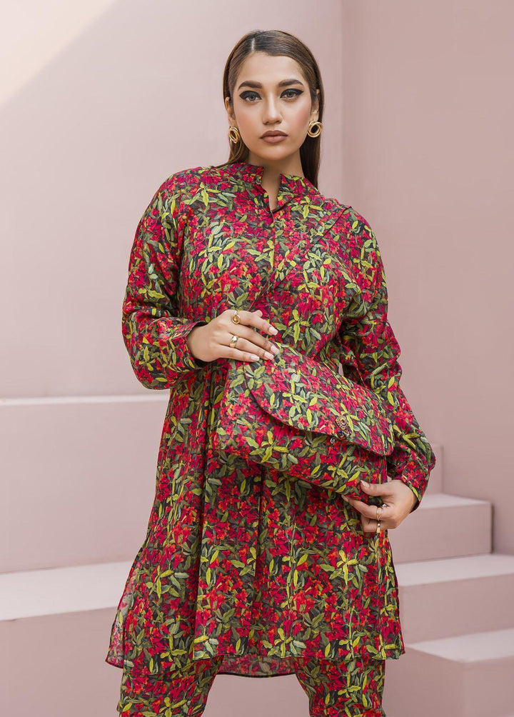 Meerak Pret Printed Raw Silk 2 Piece Suit Zesty