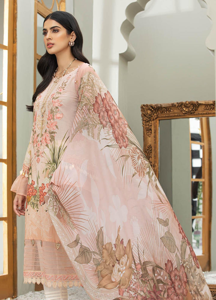 Coup De Fodre By Meeral Embroidered Lawn Suits Unstitched 3 Piece MRL21CF 02 Cameo Cream - Luxury Collection