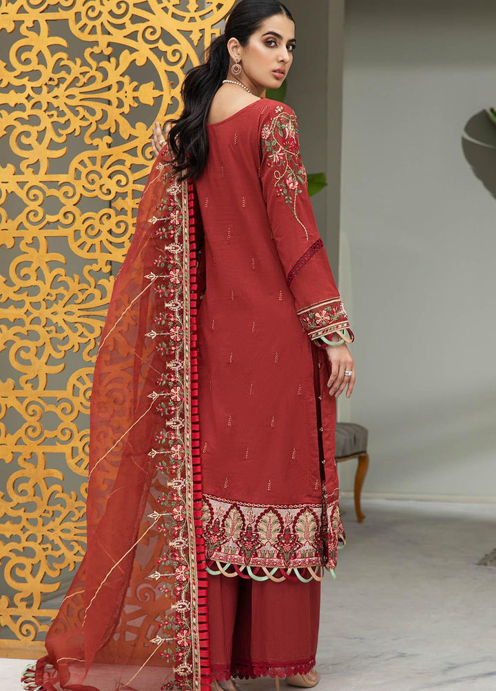 Coup De Fodre By Meeral Embroidered Lawn Suits Unstitched 3 Piece MRL21CF 10 Barbados Cherry - Luxury Collection