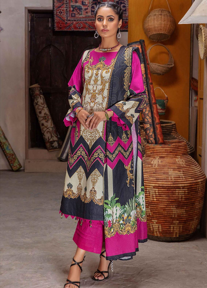 Meeral Printed Khaddar Suits Unstitched 3 Piece MRL21K MBK-01 - Winter Collection