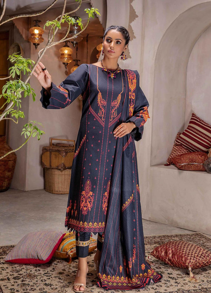 Meeral Printed Khaddar Suits Unstitched 3 Piece MRL21K MBK-10 - Winter Collection