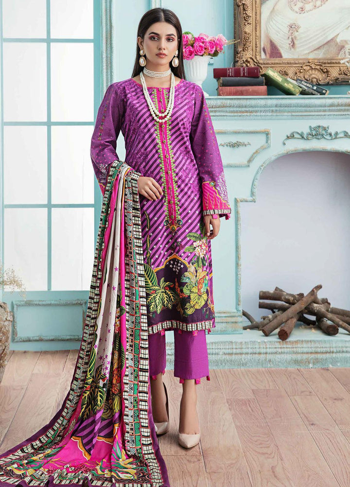 Meeral Printed Linen Suits Unstitched 3 Piece MRL21L-2 M-10 - Winter Collection