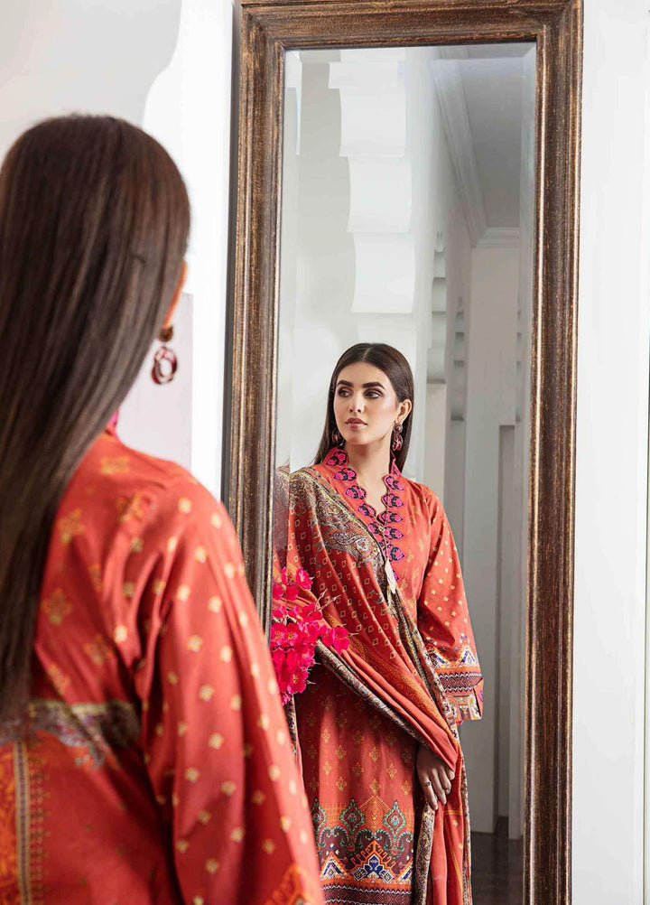 Meeral Printed Linen Suits Unstitched 3 Piece MRL21L MR-10 - Winter Collection