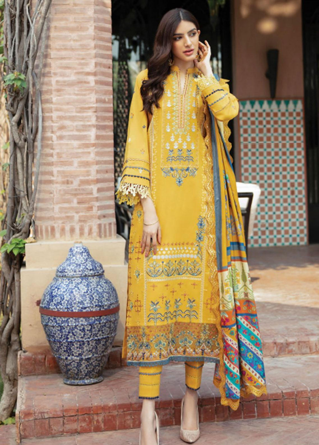Meeras By Florent Embroidered Khaddar Suits Unstitched 3 Piece FL21M FL-1B - Winter Collection