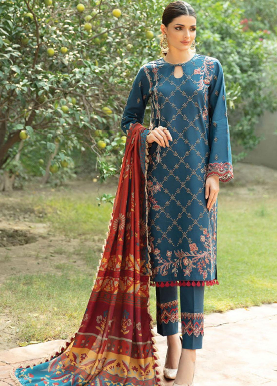 Meeras By Florent Embroidered Khaddar Suits Unstitched 3 Piece FL21M FL-3B - Winter Collection