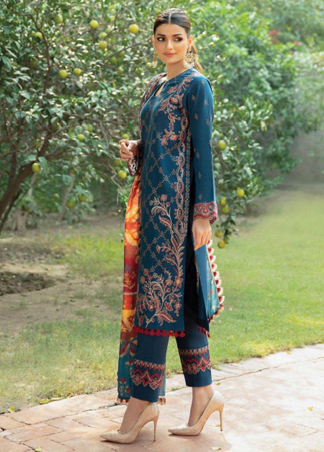 Meeras By Florent Embroidered Khaddar Suits Unstitched 3 Piece FL21M FL-3B - Winter Collection