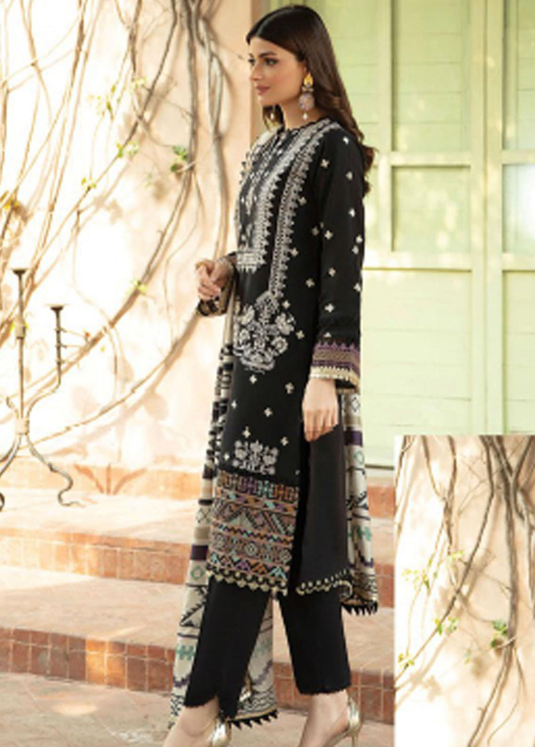 Meeras By Florent Embroidered Khaddar Suits Unstitched 3 Piece FL21M FL-6A - Winter Collection